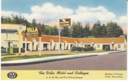 Port Orford Oregon, Chevron Gas Station, Ville Motel & Cottages, C1940s Vintage Linen Postcard - Otros & Sin Clasificación