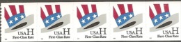 Strip Of 5 1998 USA Uncle Sam's Hat Coil Stamp Sc#3265 Self-adhesive Flag Costume H(33c) Unusual - Rollenmarken