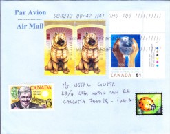 CANADA COMMERCIAL COVER POSTED FOR INDIA - USE OF 2V EMBOSED STAMPS ON DOG - Briefe U. Dokumente