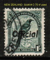 NEW ZEALAND    Scott  # O 70 VF USED - Dienstmarken