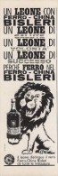 # FERRO-CHINA BISLERI 1950s Advert Pubblicità Publicitè Reklame Drink Liquor Liquore Liqueur Licor Alcohol Bebidas Lion - Manifesti