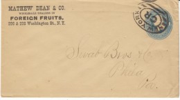 Sc#U119 1-cent Franklin Postal Stationery New York To Philadelphia Entire C1880s Cover - ...-1900