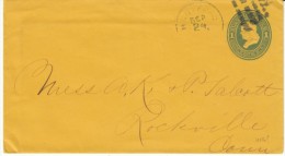 Sc#U116 1-cent Franklin Postal Stationery Hartford CT To Rockville CT Entire C1880s Cover - ...-1900