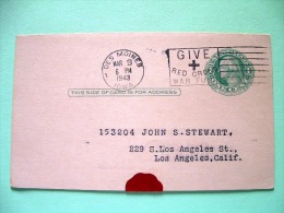 USA 1943 Pre Paid Postcard With Answer Des Moines To Los Angeles - Washington - Red Cross Slogan - Otros & Sin Clasificación