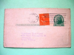 USA 1946 Pre Paid Postcard N.Y. To England - Jefferson - Franklin - Otros & Sin Clasificación