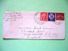 USA 1957 Cover Rutland To England - Statue Of Liberty - Building - Jefferson - Autres & Non Classés