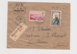 TIMBRE. LETTRE. ....MONACO.MONTE CARLO.BLEICHER.COURBEVOIE.SEINE.RECOMMANDE. - Briefe U. Dokumente