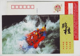 River Stream Rafting On Rubber Boat,China 2011 Guangxi Lingui Tourism Landscape Advertising Pre-stamped Card - Rafting