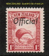 NEW ZEALAND    Scott  # O 58*  VF MINT LH - Nuevos