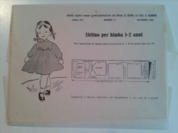 Lib346 Allegato Rivista La Donna La Casa Il Bambino 1954, Modello Tagliato Abito Bambina, Vintage Fashion Cucito Ricamo - Mode