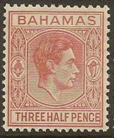 BAHAMAS 1938 1 1/2d KGVI SG151a HM #DL33 - 1859-1963 Crown Colony