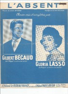 Partition Musicale Ancienne , L'ABSENT , Gilbert Bécaud , Gloria Lasso , Frais Fr : 1.80€ - Scores & Partitions