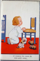 Litho Illustrateur SCHEUERMANN ENFANT Fille Chien Priere Lit Voeux Petit Coeur 1938 Laeken Camp Scout Liedekerke - Scheuermann, Willi