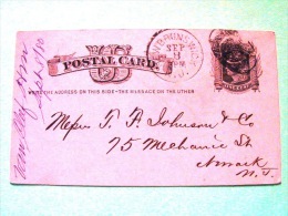 USA 1880 Pre Paid Postcard Newbrunswick To Newark N.Y. - Covers & Documents