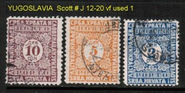 YUGOSLAVIA    Scott  # J 12-20  VF USED - Portomarken