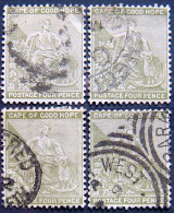 CAPE Of GOOD HOPE 1884 4d Hope USED 4 Stamps Scott48 CV$12 - Cap De Bonne Espérance (1853-1904)