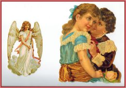 Oblaten, Kinder Und Engel, Maße: 16 X 12,5 Cm, 11 X 7 Cm, Zustand: Sehr Gut - Kinderen