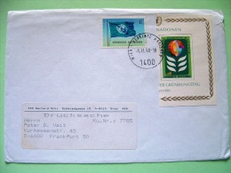 United Nations - Vienna 1990 Cover To Germany - Flag - U.N. Flower (half Sheet) - Briefe U. Dokumente