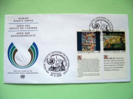 United Nations - Vienna 1992 FDC Cover - Human Rights - Construction By Leger - Painting By Seurat - Covers & Documents