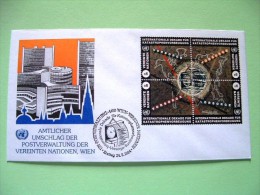 United Nations - Vienna 1994 FDC Cover - Int. Year For Natural Disasters - World Map (Bloc Of 4 - Scott # 173a = 7 $) - Cartas & Documentos