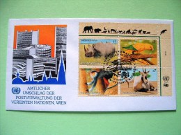 United Nations - Vienna 1995 FDC Cover Endangered Animals - Rhinoceros - Bird - Parrot - Monkey - Oryx Gazelle - Cartas & Documentos