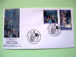 United Nations - Vienna 1995 FDC Cover - Conference On Women - Tropical Plants - Woman Reading And Swans - Briefe U. Dokumente