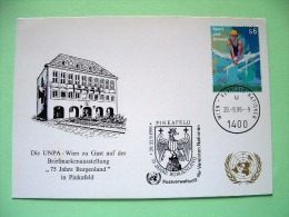 United Nations - Vienna 1996 Special Eagle Burgenland Cancel On Postcard - Sport And Health - Gymnastics - Cartas & Documentos