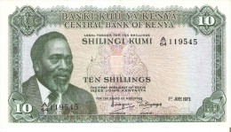 BILLETE DE KENIA DE 10 SHILINGI DEL AÑO 1973 (BANK NOTE) - Kenya