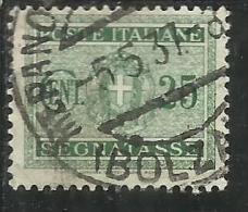 ITALIA REGNO ITALY KINGDOM 1934 SEGNATASSE TAXES DUE TASSE STEMMA CON FASCI COAT OF ARMS CENT. 25 USATO USED - Taxe