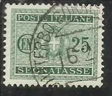 ITALIA REGNO ITALY KINGDOM 1934 SEGNATASSE TAXES DUE TASSE STEMMA CON FASCI COAT OF ARMS CENT. 25 USATO USED - Taxe