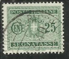 ITALIA REGNO ITALY KINGDOM 1934 SEGNATASSE TAXES DUE TASSE STEMMA CON FASCI COAT OF ARMS CENT. 25 USATO USED - Taxe