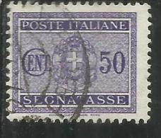 ITALIA REGNO ITALY KINGDOM 1934 SEGNATASSE TAXES DUE TASSE STEMMA CON FASCI COAT OF ARMS CENT. 50 USATO USED - Portomarken