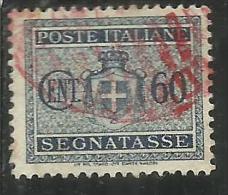 ITALIA REGNO ITALY KINGDOM 1934 SEGNATASSE TAXES DUE TASSE STEMMA CON FASCI COAT OF ARMS CENT. 60 USATO USED - Portomarken