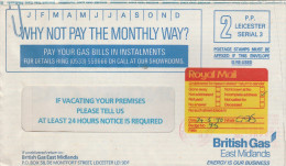 1990 BRITISH GAS East Midlands ADVERT COVER GB Prepaid Ppi Stamps RETURNED TO SENDER POST LABEL  Peterborough Energy - Gas