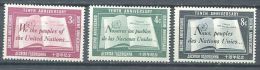 133 NATIONS UNIES 1955 - Charte Des Nations Unies  (Yvert NY 35/37)  Neuf ** (MNH) Sans Trace De Charniere - Unused Stamps