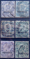 BRITISH INDIA 1912 3p King George V SERVICE USED 6 Stamps - 1911-35 King George V