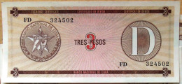 Certificado De Divisa Letra D, Carmelita (Exchange Certificate), TRES (3) PESOS, 1985 UNC, CUBA - Kuba