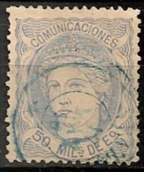 Timbres - Espagne - 1870-1872 - 50 Mils De Escudo - N° 107 - - Usati