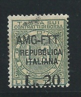 MARCA DA BOLLO REVENUE - TRIESTE AMG FTT  - CONTRATTI DI BORSA L. 20 - Revenue Stamps