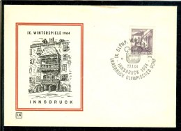 AUSTRIA  Special Cover Innsbruck With Cancel Innsbruck Olympisches Dorf With Nr. 11 - Hiver 1964: Innsbruck