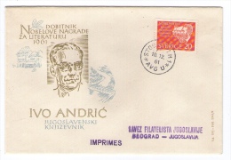 IVO ANDRIĆ ANDRIC DOBITNIK NOBELOVE NAGRADE 1961 NOBEL PRIZE POSTMARK SVERIGE - Covers & Documents