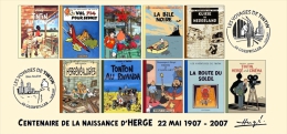 FRANCE 2007 N°24 Albums Fictifs + 2 Cachets Premier Jour FDC TINTIN KUIFJE TIM HERGE GUEBWILLER - Hergé