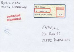 Czech Rep. / APOST (2002) 735 34 Stonava (R-letter) Tariff: 14,40 CZK; Label "RECOMMANDE" (A08063) - Cartas & Documentos