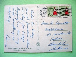 Israel 1965 Postcard "Nazareth Hospital" To Scotland U.K. - Camels Turkish Mailman And Caravan - Lettres & Documents