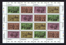 1990  50th World War II  Anniversary   Sc 1298-1301 Se-tenant MNH Complete Sheet Of 16 With Inscriptions - Feuilles Complètes Et Multiples