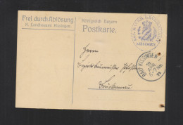 Bayern PK Frei Durch Ablösung Landbauamt Kissingen - Storia Postale