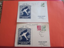 1946 Expo Philatélique Prisonnier >avion Alger Paris Carte Postale+Lettre+flamme Alger Adhérez Association Pr Indochine - Briefe U. Dokumente
