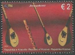 KOSOVO / REPÚBLIC KOSOVA  -EUROPA 2014-TEMA ANUAL "INSTRUMENTOS MUSICALES NACIONALES"- SELLO De La HOJITA BLOQUE - 2014