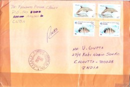 CUBA COMMERCIAL COVER 1997 - POSTED FROM HAUANA FOR INDIA, USE OF COMMEMORATIVE STAMPS ON FISH - Cartas & Documentos