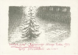 POLAND SOLIDARNOSC - 1984 SOLIDARNOSC WALCZACA CHRISTMAS POSTCARD - Vignettes Solidarnosc